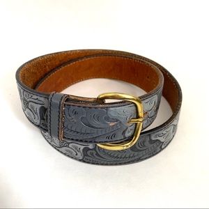 VINTAGE Gray Embossed Leather Belt
